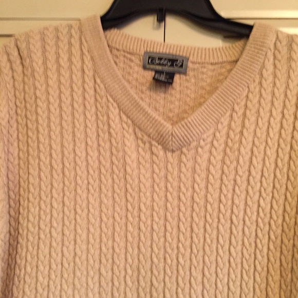 Bobby G Vintage Mens L Tan V-Neck pullover sweater - Picture 1 of 8